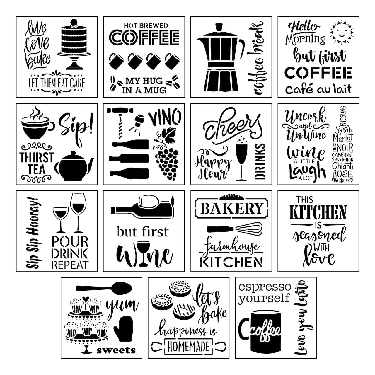Coffee & Wine Stencils by Craft Smart®, 12" x 12"